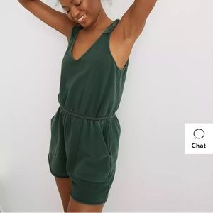 Aerie sunset Terry fleece tie romper green LG